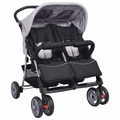 Baby Zwillingswagen Stahl grau und schwarz