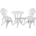 3-tlg. Bistro-Set Aluminiumguss Weiss