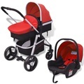 Diverse Hardware, 3-in-1 Kinderwagen Aluminium rot und schwarz