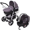 3-in-1 Kinderwagen Aluminium grau und schwarz