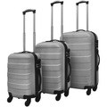 3-tlg. Hartschalen-Reisekoffer-Set Trolley Silber