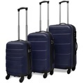 3-tlg. Hartschalen-Reisekoffer-Set Trolley Blau