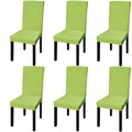 vidaXL Gerader Stretch Stuhlbezug 6 Stk Grün