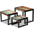 Dreiteiliges Satztisch-Set Recyceltes Massivholz