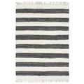 Handgewebter Chindi-Teppich Baumwolle 80x160cm Anthrazit Weiss
