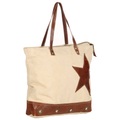 Einkaufstasche Beige 48 x 61 cm Segeltuch und Echtleder