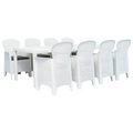 9-tlg. Garten-Essgruppe Kunststoff Weiss Rattan-Optik