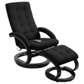 vidaXL Massagesessel mit Fußhocker Schwarz Stoff in Veloursleder-Optik