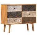 vidaXL Sideboard mit Druckmuster 90×30×70 cm Massivholz Mango