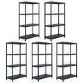 Lagerregale 5 Stk. Schwarz 60 x 30 x 138 cm Kunststoff