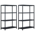Lagerregale 2 Stk. Schwarz 220 kg 90 x 40 x 138 cm Kunststoff