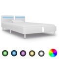 Bettgestell mit LED Weiss Kunstleder 90x200 cm