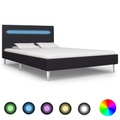 Bettgestell mit LED Schwarz Stoff 120 x 200 cm