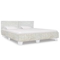 Bettgestell Grau Natur Rattan 180 x 200 cm
