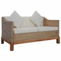 Diverse Hardware, 2-Sitzer-Sofa mit Auflagen Natur Rattan