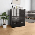 vidaXL Sideboard Hochglanz Schwarz 60×35×76 cm Spanplatte