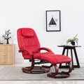 Liegesessel mit Fusshocker Rot Kunstleder