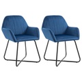 vidaXL Esszimmerstühle 2 Stk. Blau Samt