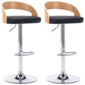 vidaXL Barhocker 2 Stk. Schwarz Kunstleder und Bugholz
