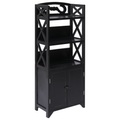 Badezimmerschrank Schwarz 46x24x116 cm Paulownia Holz