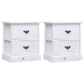 Nachttische 2 Stk. Weiss 38x28x45 cm Paulownia Holz