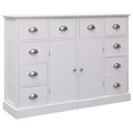 Sideboard mit 10 Schubladen Weiss 113 x 30 x 79 cm Holz