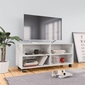 vidaXL TV-Schrank mit Rollen Hochglanz-Weiß 90×35×35 cm Spanplatte