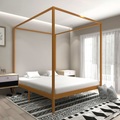 Himmelbett-Gestell Honigbraun Massivholz Kiefer 180 x 200 cm