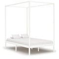 Himmelbett-Gestell Weiss Massivholz Kiefer 120 x 200 cm