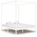 Himmelbett-Gestell Weiss Massivholz Kiefer 180 x 200 cm