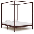 Himmelbett-Gestell Dunkelbraun Massivholz Kiefer 180 x 200 cm