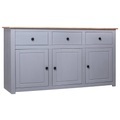 Sideboard Grau 135 x 40 x 80 cm Massivholz Panama-Kiefer