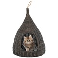 Katzenhaus mit Kissen Grau 40 x 60 cm Naturweide Tipi