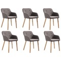 vidaXL Esszimmerstühle 6 Stk. Taupe Stoff und Massivholz Eiche