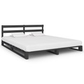 vidaXL Palettenbett Grau Massivholz Kiefer 160×200 cm