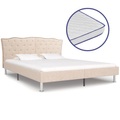 vidaXL Bett mit Memory-Schaum-Matratze Beige Stoff 160×200 cm