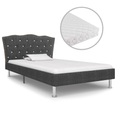 Bett mit Matratze Dunkelgrau Stoff 90 x 200 cm