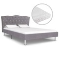 Bett mit Matratze Hellgrau Stoff 140 x 200 cm