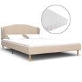 Bett mit Matratze Beige Stoff 120 x 200 cm