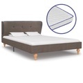 vidaXL Bett mit Memory-Schaum-Matratze Taupe Stoff 120×200 cm