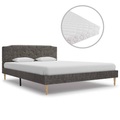 Bett mit Matratze Dunkelgrau Stoff 140 x 200 cm