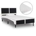 Bett mit Matratze Schwarz und Weiss Kunstleder 90 x 200 cm