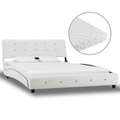 vidaXL Bett mit Matratze Weiß Kunstleder 120 × 200 cm