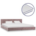Bett mit Memory-Schaum-Matratze Rosa Samt 180x200cm