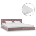 vidaXL Bett mit Matratze Rosa Samt 160×200 cm