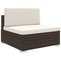 Mittelsofa mit Auflagen Poly Rattan Braun