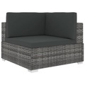 Ecksofa mit Auflagen Poly Rattan Grau