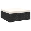 Fusshocker mit Kissen Poly Rattan Schwarz