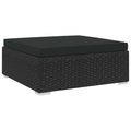 Fusshocker mit Kissen Poly Rattan Schwarz