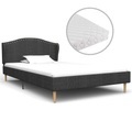 Bett mit Matratze Dunkelgrau Stoff 90 x 200 cm